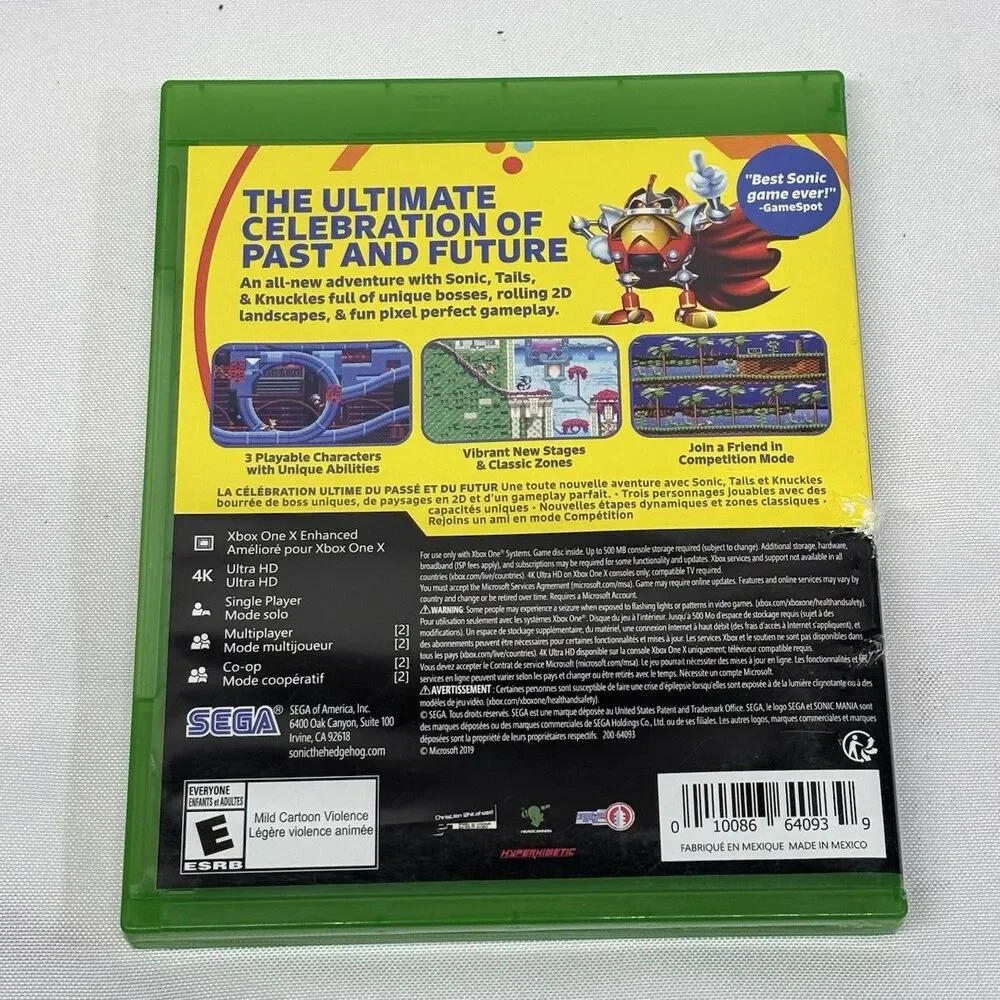 Sonic Mania Xbox One W/ Insert Tested
